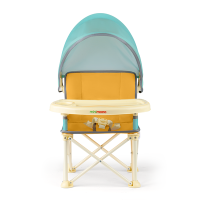 Minimono PlusUp Portable High Chair with Canopy | Yellow - Green