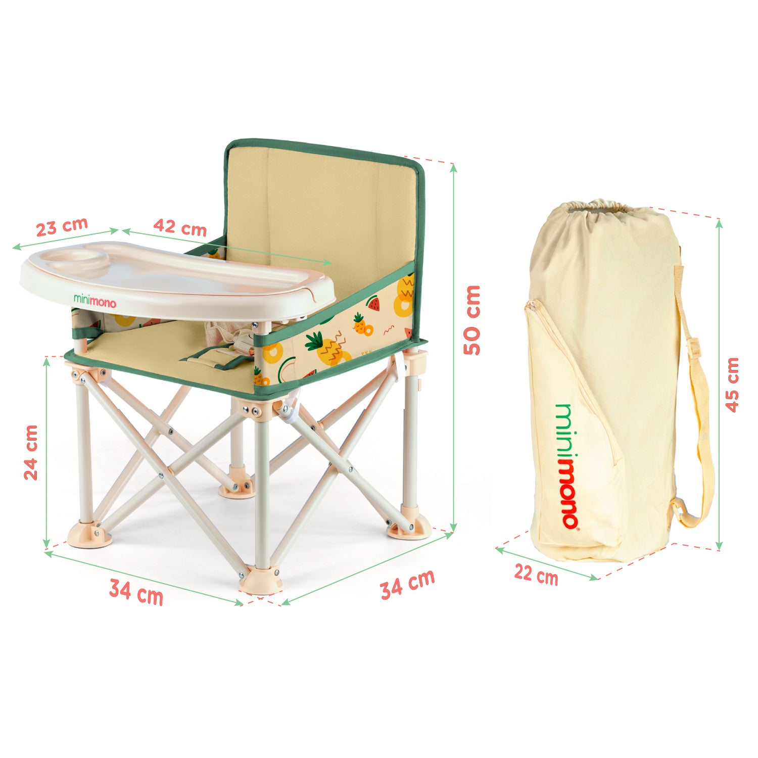 Minimono Plus Portatif Mama Sandalyesi | Karpuz & Ananas – minimono